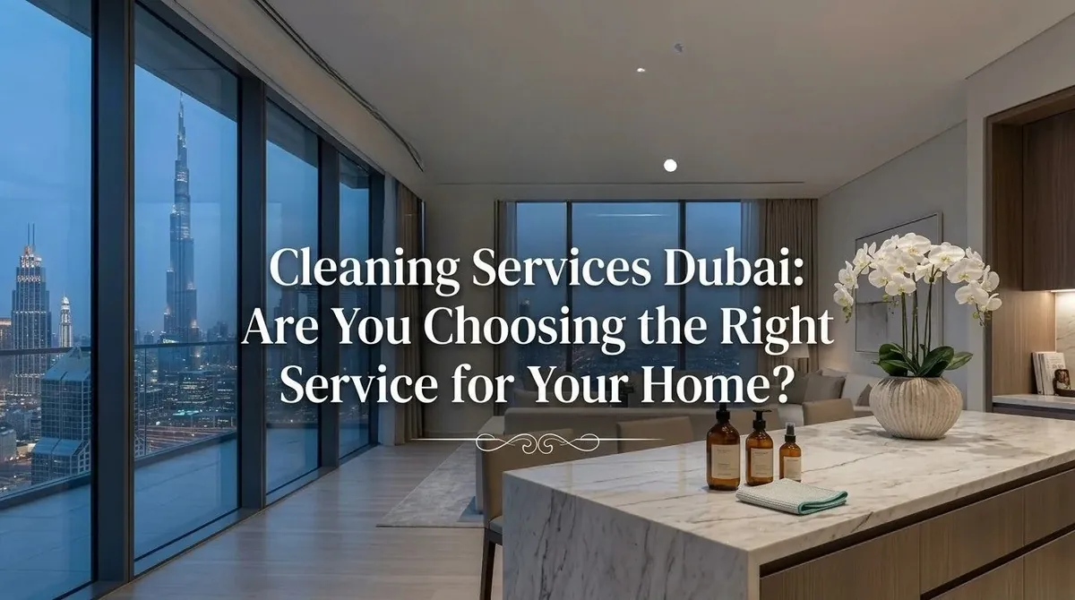 A professional cleaning team at work in a Dubai apartment.